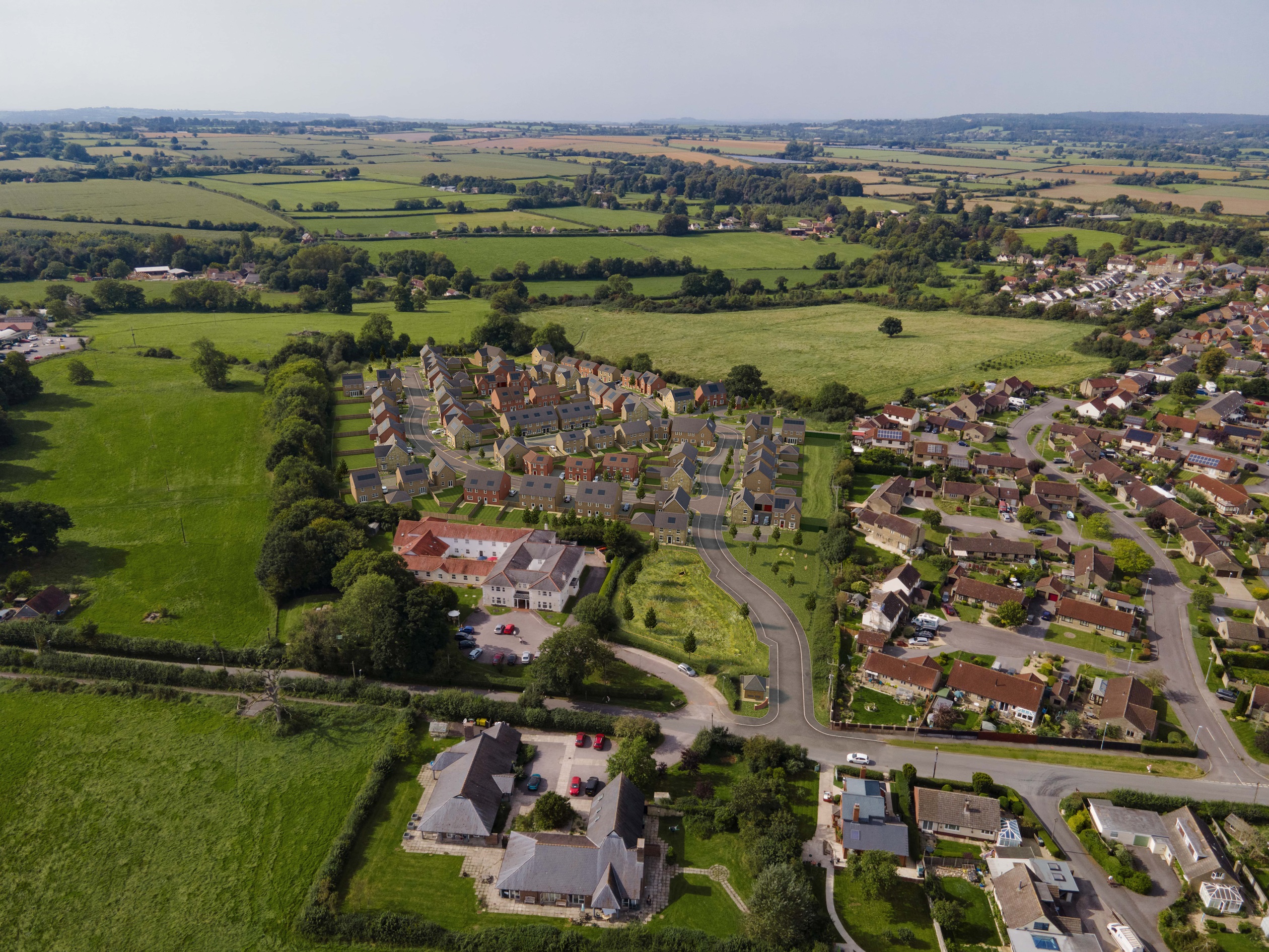 aerial shot of romans quarter with CGI dropped on