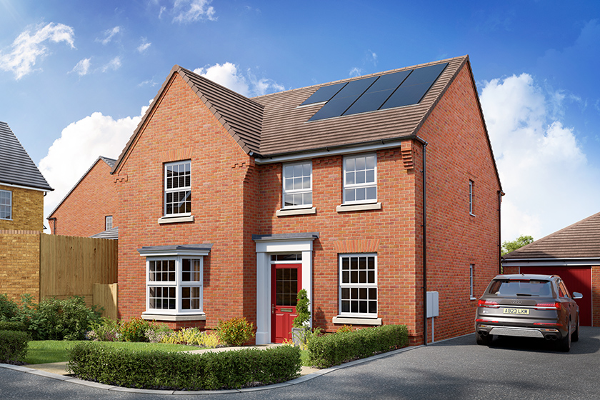 External CGI of the holden at romans quarter with red door