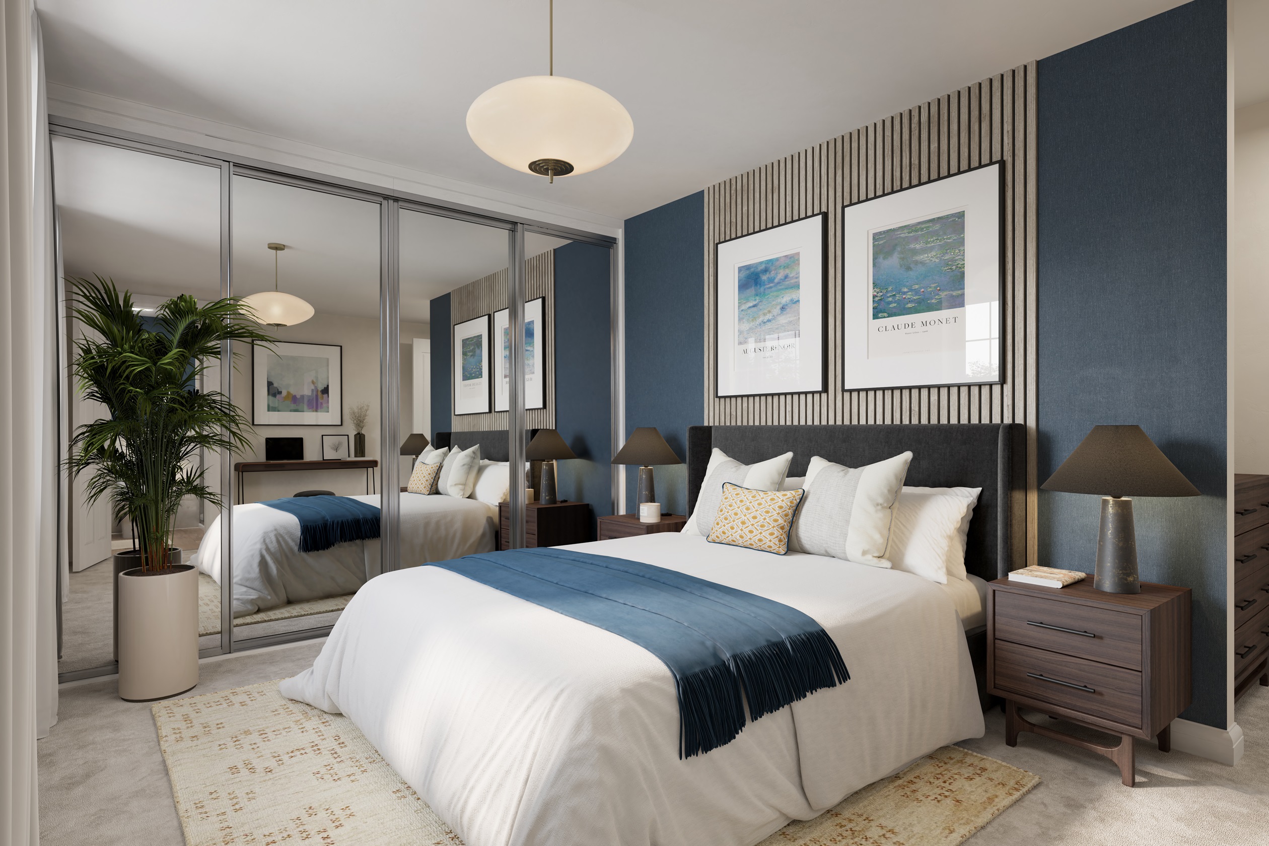 Internal CGI of the bedroom in the freiston show home