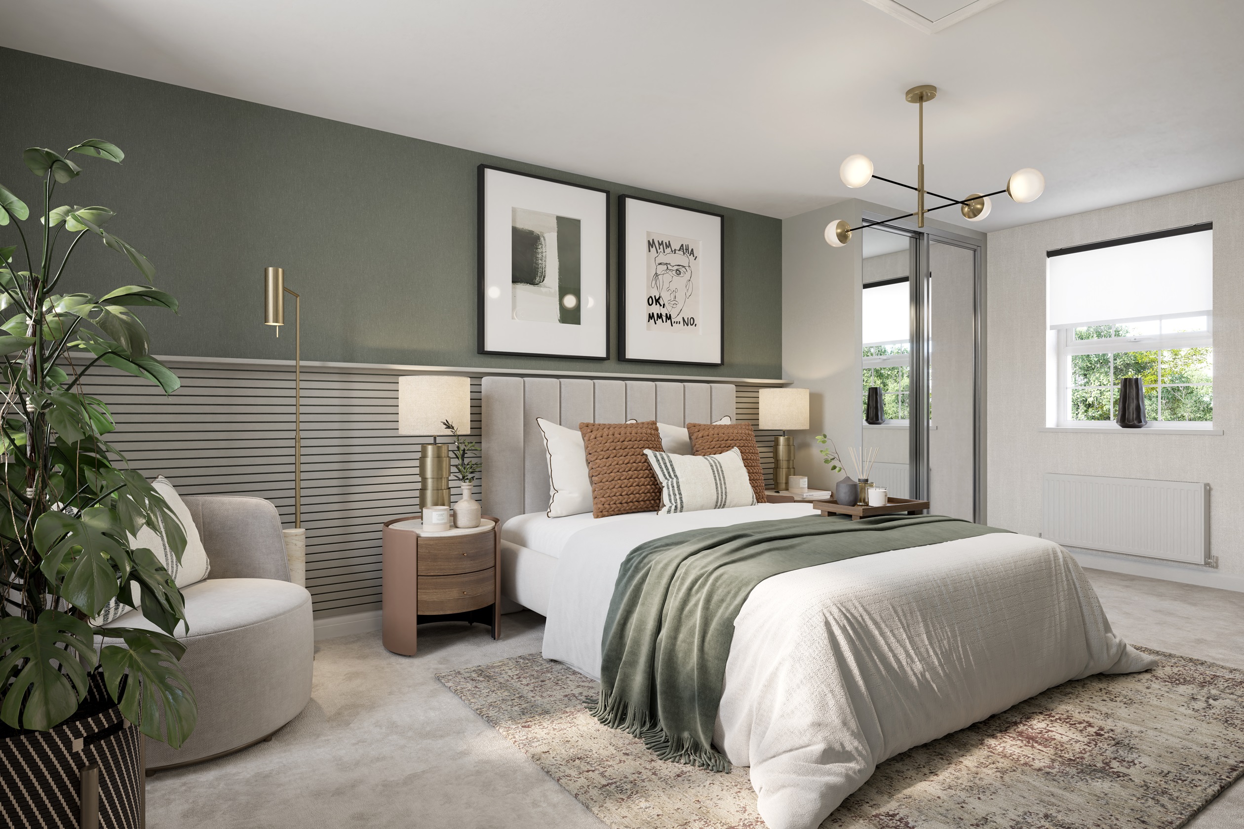Internal CGI of the second bedroom in the freiston