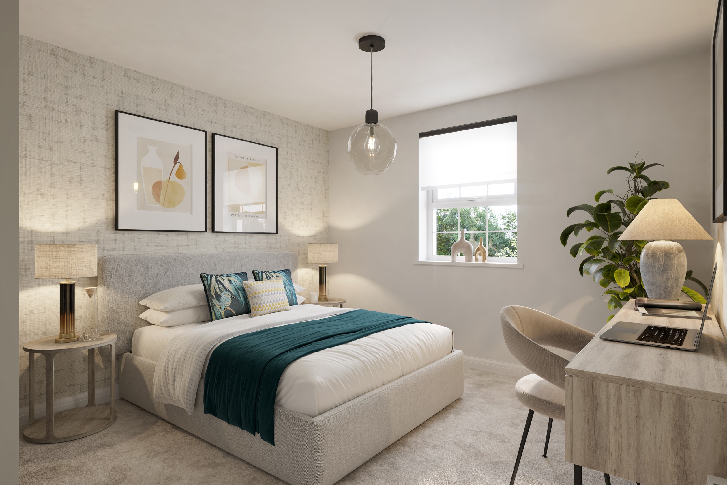 Internal CGI of third bedroom in the freiston