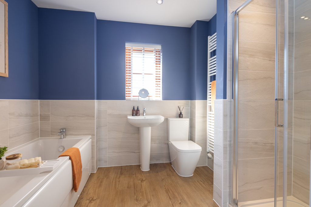 Internal shot of the main bathroom in the conwy show home