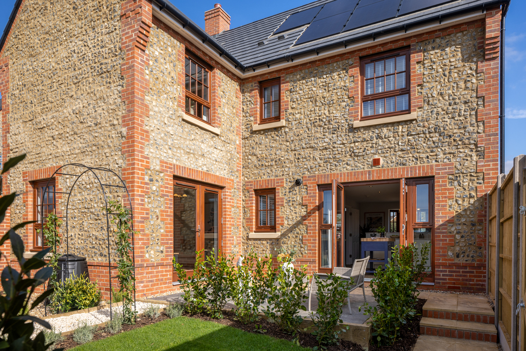 External shot of the garden in the conwy show home