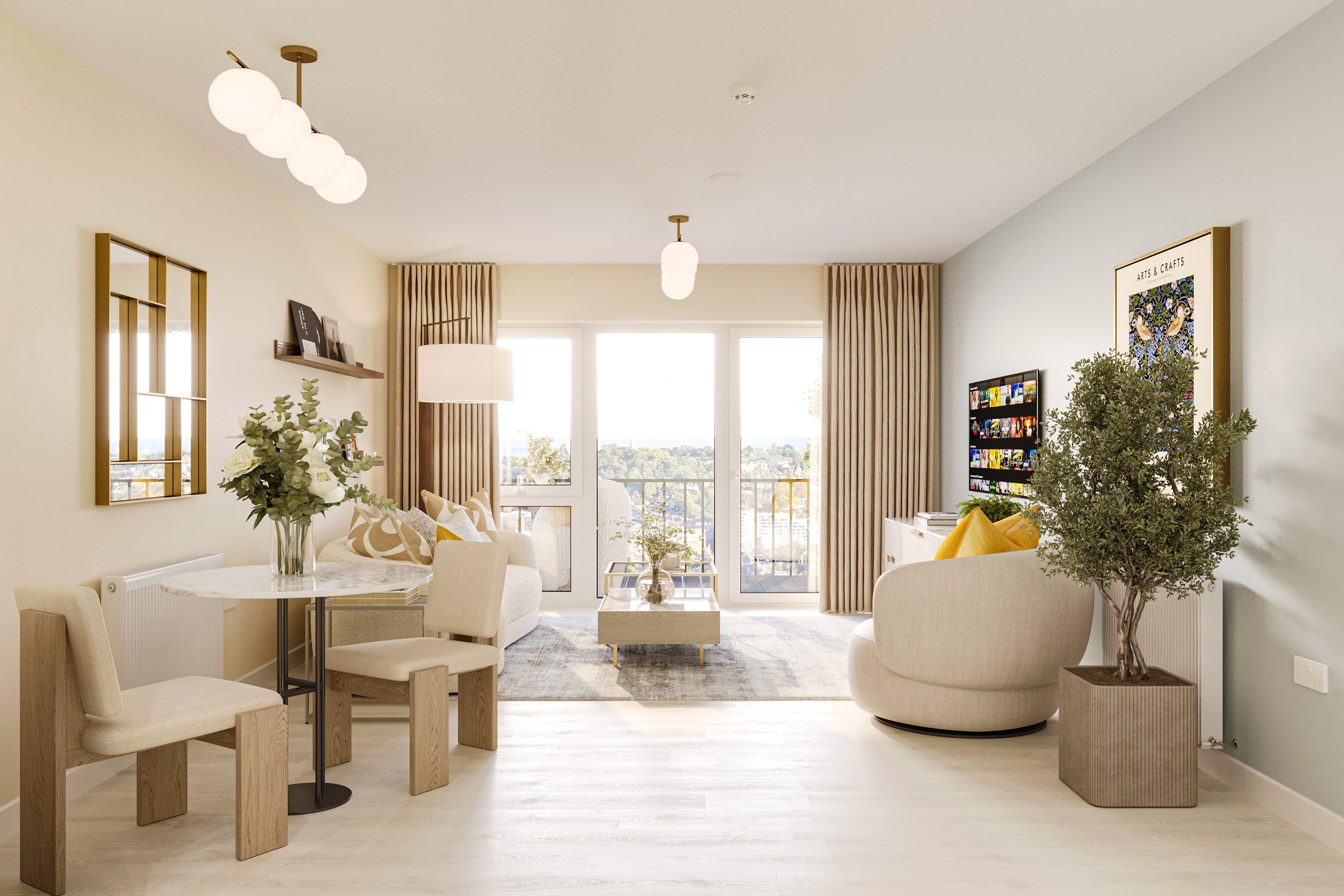 Hayes Village 1-bed stills - living room