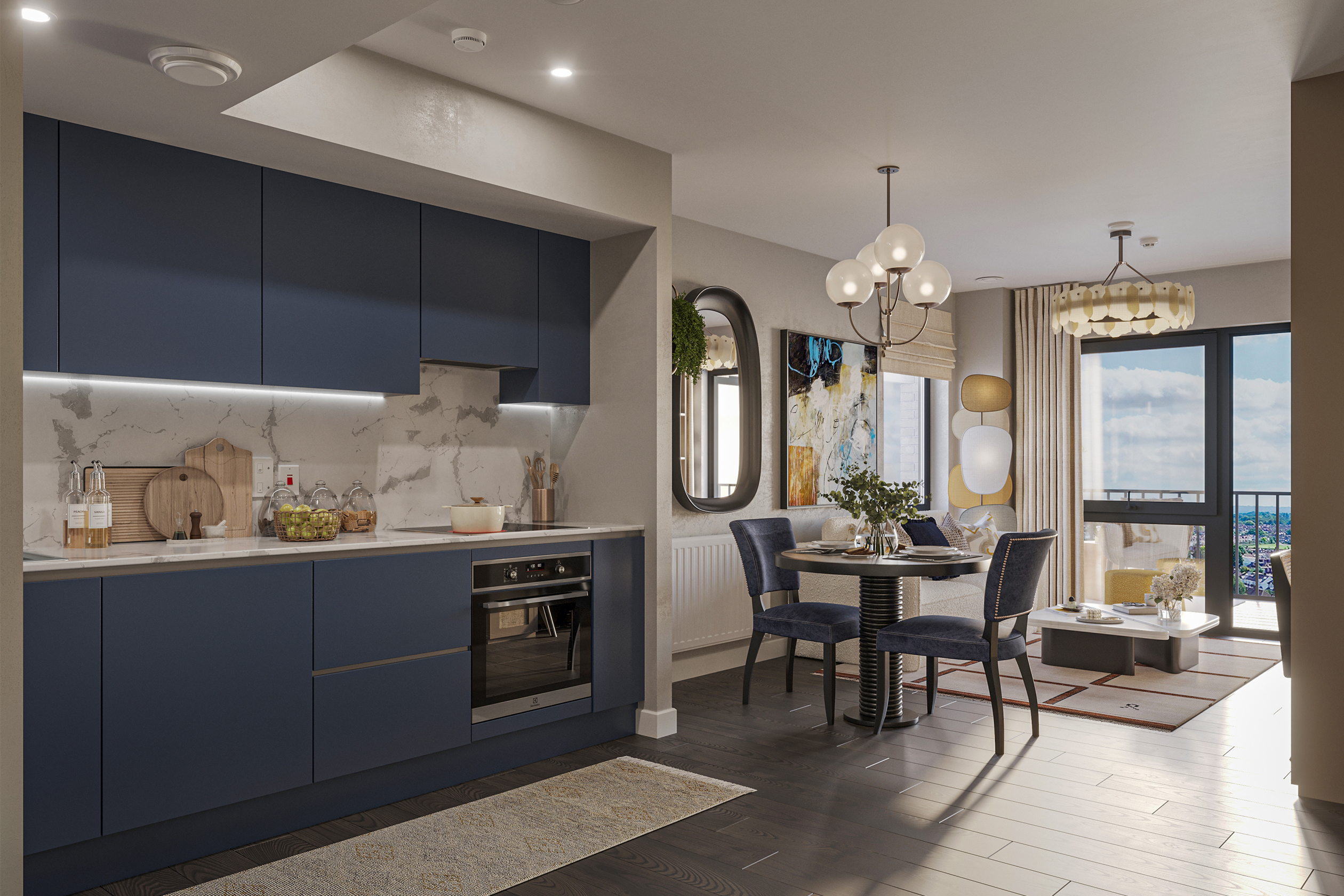 Living Dining Area CGI - Bradbury Apartments