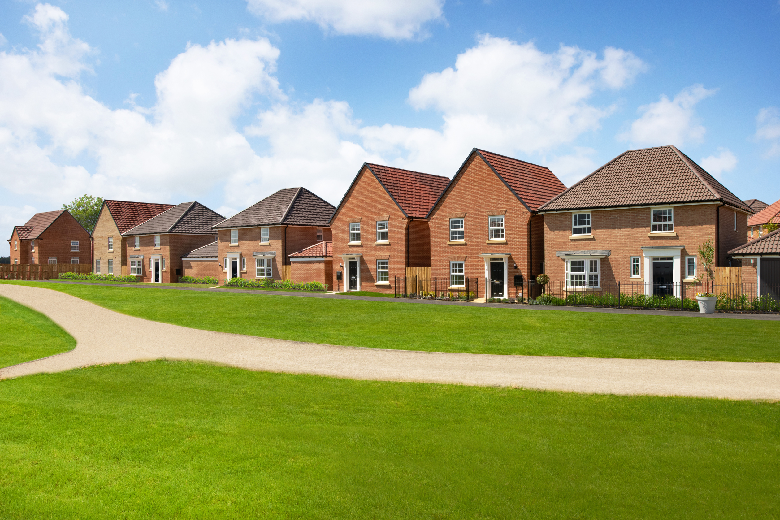 A street scene from a David Wilson Homes development