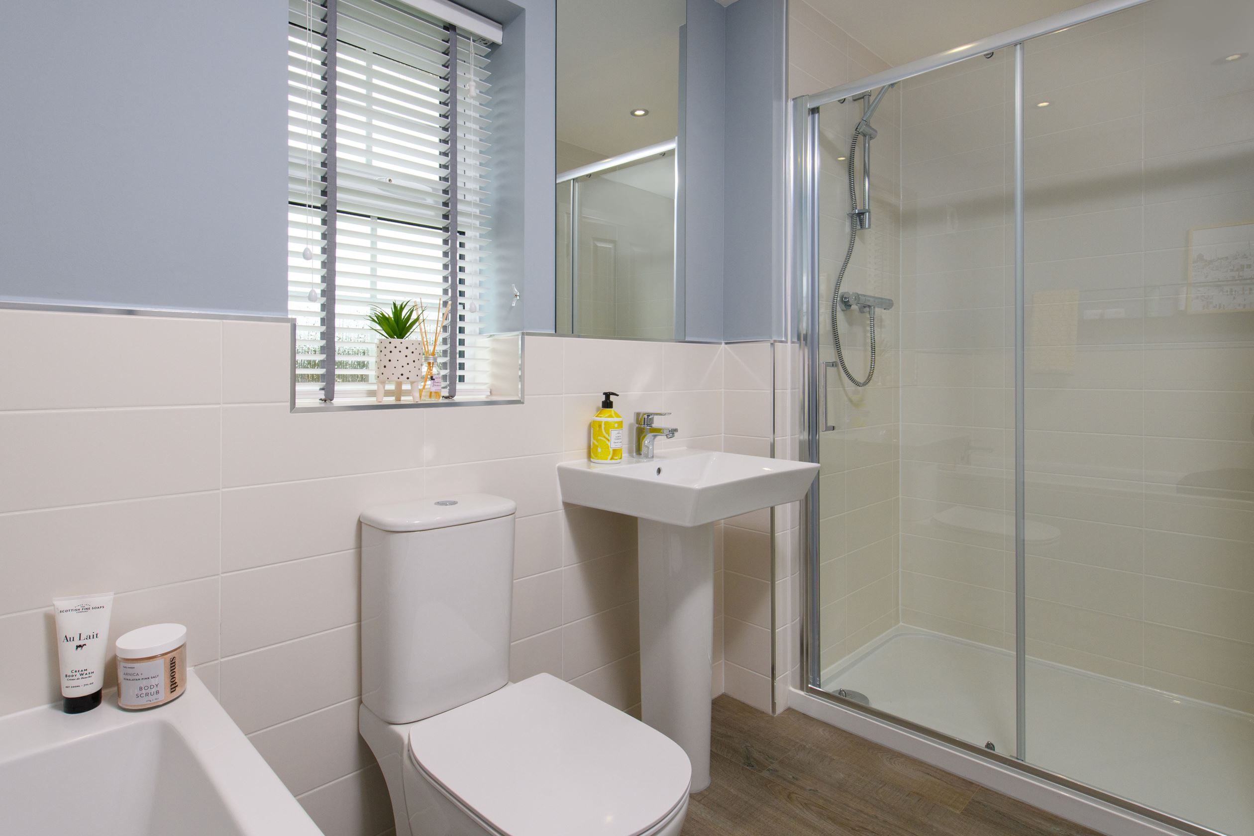 Bathroom with double shower in The Abbeydale 3 bedroom Show Home