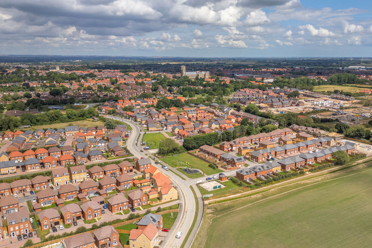 Queens Court and Minster View in Beverley from the air