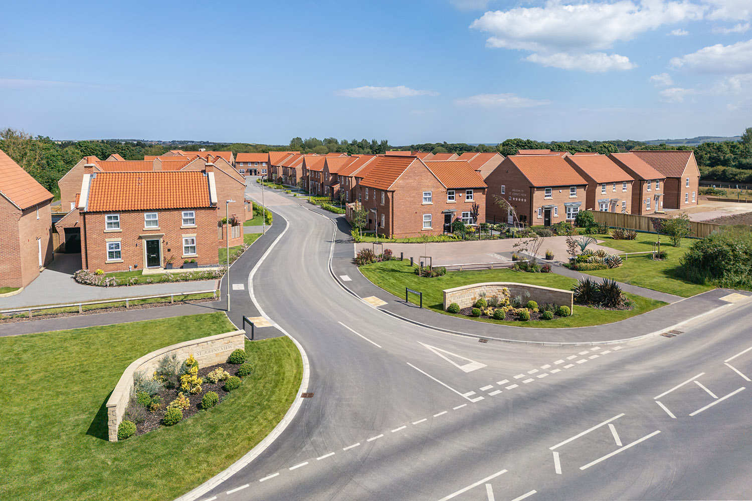 St Johns View Cayton, development entrance from a drone