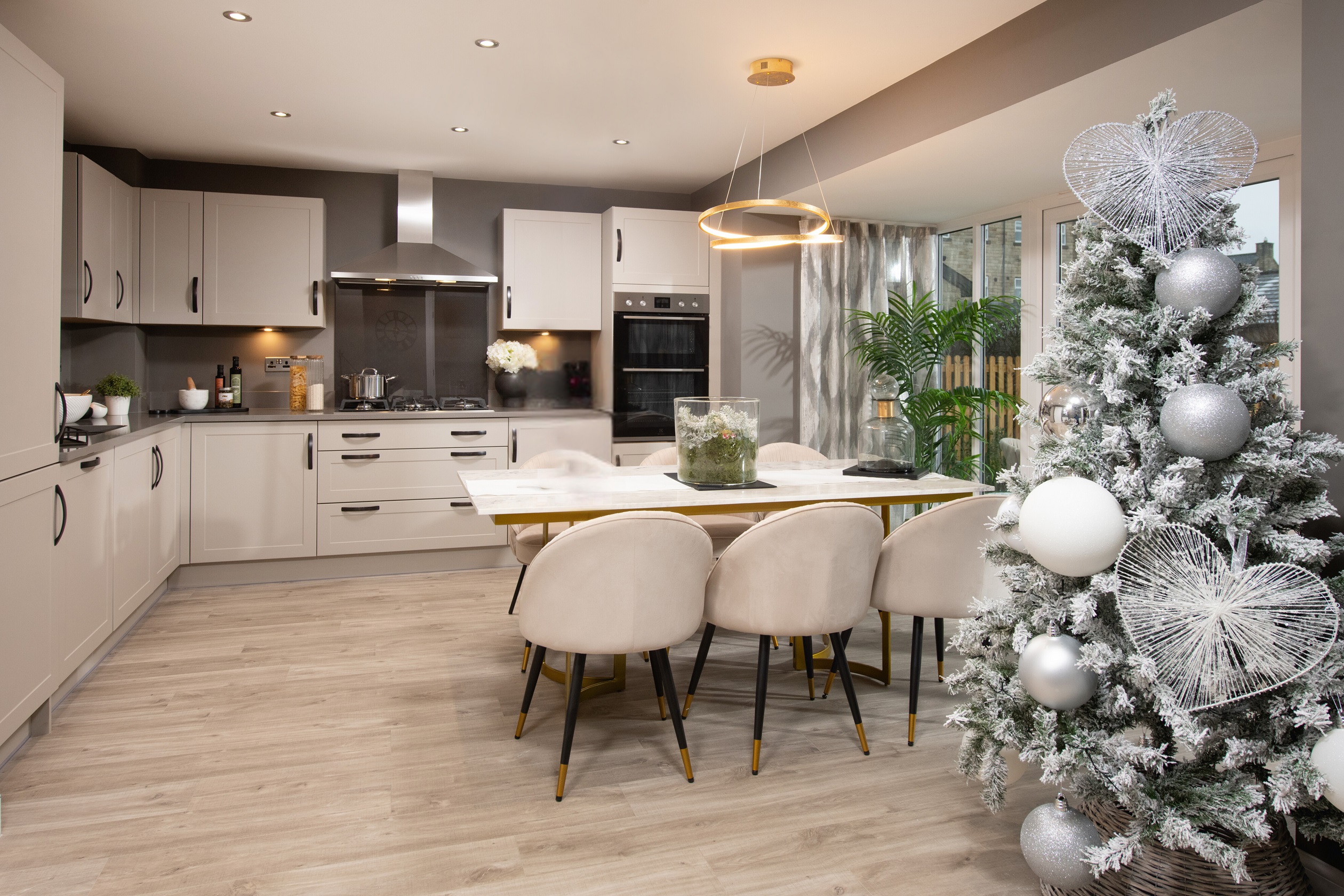 Millford kitchen decorated for Christmas at Centurion Meadows, Burley in Wharfedale