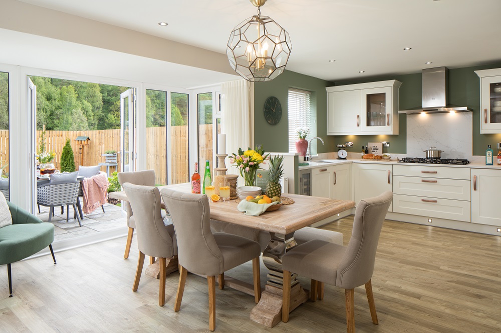 Open-plan kitchen and dining room