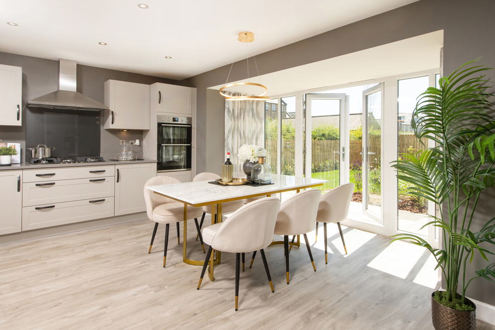 Open-plan kitchen and dining room