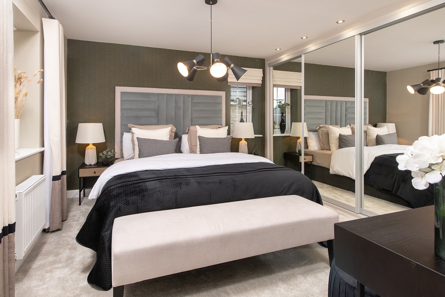 David Wilson Homes bedroom with fitted wardrobes