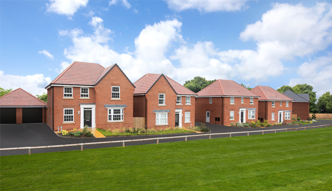 A selection of David Wilson homes with driveways
